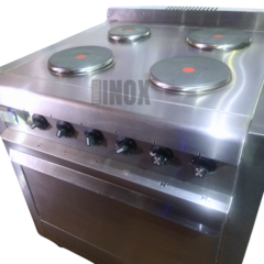 Cocina industrial eléctrica trifasica 4 discos con horno FULL inoxidable