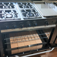 Cocina industrial 90CM 4 hornallas + plancha bifera 2 hornallas estrellas fundición - COCINAS MGA