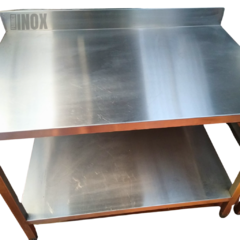 Mesa acero inoxidable 187x75x85cm con estante linea pesada trabajo - COCINAS MGA