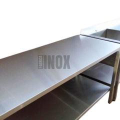 Mesa acero inoxidable 187x75x85cm con estante linea pesada trabajo - comprar online