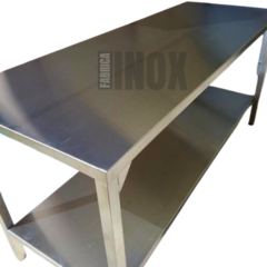 Mesa acero inoxidable 140x75x85cm con estante linea pesada trabajo - COCINAS MGA