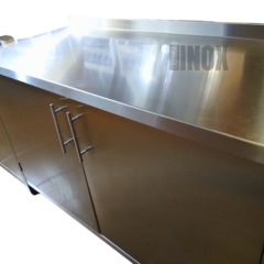 Mueble inoxidable puertas 120CM cerrado bacha sanitaria gastronomía laboratorios - COCINAS MGA