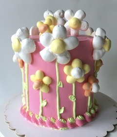 CAKE ROSA - FLORES BLANCAS DE MERENGUE - comprar online