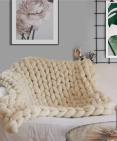 manta maxi tricot gigante sofá