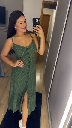 vestido botão midi - Autêntica store014 