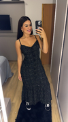 vestido botão midi