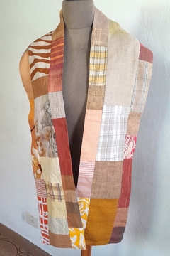 Bufanda COSECHA Patchwork puro lino- 186 x 21 cm- Doble faz- Upcycling