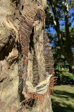 NIDO Pajarito wichi tejido de cobre, hilos de chaguar Medida 33 x 24 cm en internet