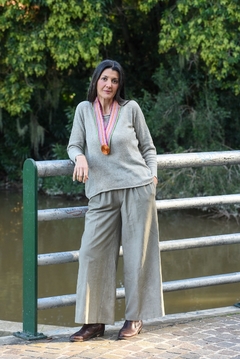 Sweter Agua Hilado de seda natural y algodón-Tinte natural aguaribay- T1 - Busto 120 cm-Largo 60 cm - comprar online