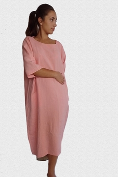 Túnica de lino premium rosado Talle amplio:Busto 128 cm cadera 140 cm largo 120cm - comprar online