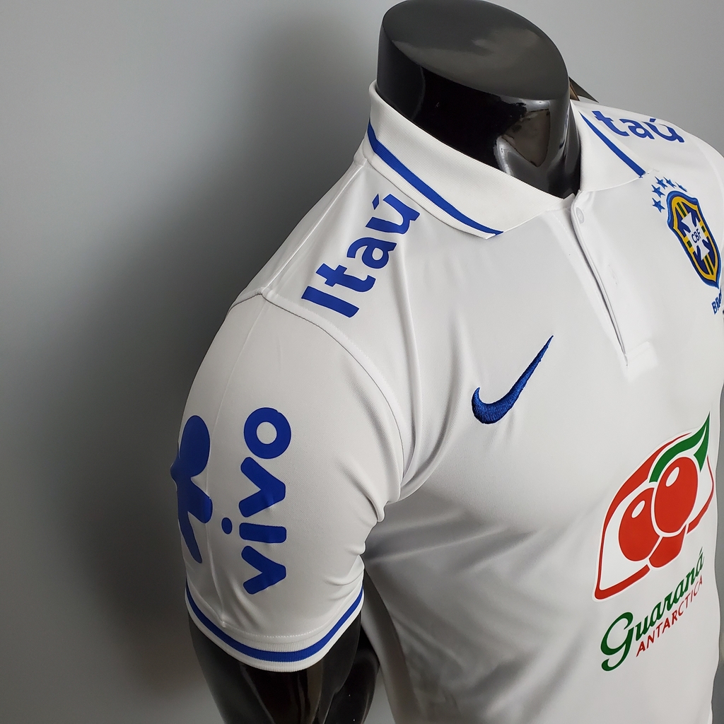 Camisa Polo Seleção Brasileira com patrocínios -branca-nike