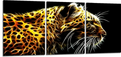 Cuadro Leopardo Efecto Neon