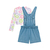 CONJUNTO DE JARDINEIRA JEANS E BLUSA CROPPED CANELADO KUKIE - Olile Baby - Moda Infantil 