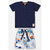 CONJUNTO CAMISETA MALHA E BERMUDA EM MOLETOM SOL AZUL ESCURO UP BABY - comprar online