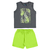 CONJUNTO REGATA MALHA BERMUDA MOLETOM CHUMBO VERDE NEON BEE LOOP