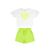 CONJUNTO BLUSA MALHA E SHORT MOLETOM SEM FELPA CORAÇÃO VERDE NEON QUIMBY