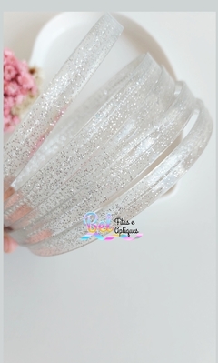 Tiara transparente gliter 38cm - 1 unidade