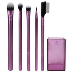 Real Thechiniques - Kit de 5 Pinceis para os Olhos + Brush Cup (Porta pincel). - Linda e Maquiada Shop