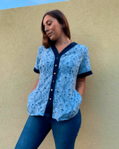 Chaqueta LUNA azul flores - tienda online