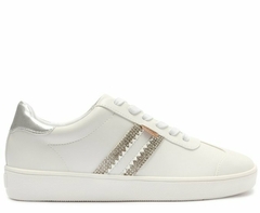 Tenis Anacapri De Amarrar Branco Duas Listra Glam Prata Mari - Rivan Store - Especializada em multimarcas de Moda