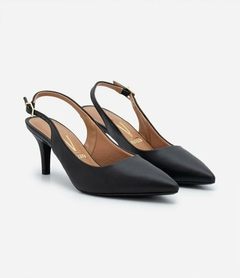 Sapato Scarpin Slingback Com Salto Fino Preto - Rivan Store - Especializada em multimarcas de Moda