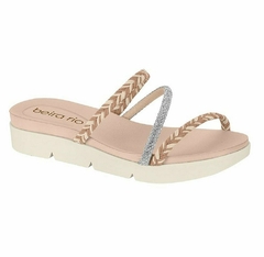 Tamanco Feminino Beira Rio Strass Flat Bege