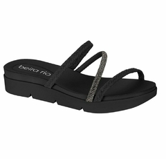 Tamanco Feminino Beira Rio Strass Flat Preto