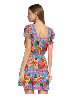 Vestido FARM Curto Bordadeira Azul - comprar online