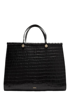 BOLSA AREZZO SAVANNAH CROCO GRANDE PRETA