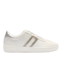 Tenis Anacapri De Amarrar Branco Duas Listra Glam Prata Mari