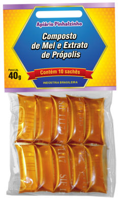 Sachê Mel e Extrato de Própolis - Cartela com 10 unidades (40G)