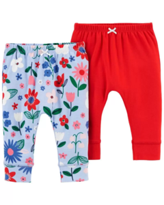 Kit Calça Legging 2 Peças Vermelha Floral CARTER'S - Baby Girl (0 a 24 Meses)