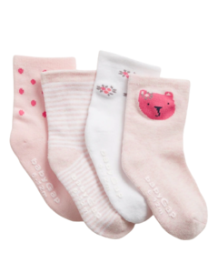 Kit de Meias 4 Pares Diversas GAP - Bebê Menina - Baby Bens Importados | Roupas Infantis de Qualidade