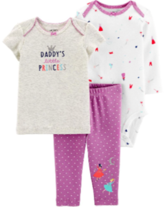 Conjunto 3 Peças Trio Daddy's Little Princess CARTER'S - Bebê Menina