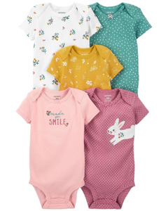 Kit Body 5 Peças Made You Smile CARTER'S - Bebê Menina - Baby Bens Importados | Roupas Infantis de Qualidade