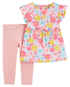 Conjunto 2 Peças Bata Floral e Legging CARTER'S - Bebê Menina