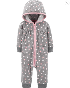 Macaquinho Pijama Fleece Cinza CARTER'S - Baby Girl (0 a 24 Meses) - comprar online