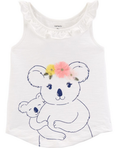 Camiseta Regata Branca Coala CARTER'S - Baby Girl (0 a 24 Meses)