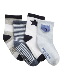 Kit de Meias 4 Pares Diversas GAP - Bebê Menino - Baby Bens Importados | Roupas Infantis de Qualidade