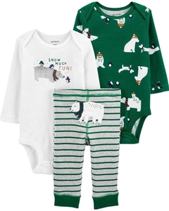 Conjunto 3 Peças Verde Urso CARTER'S - Bebê Menino