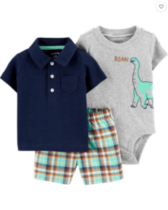 Conjunto 3 Peças Trio Dinossauro CARTER'S - Bebê Menino