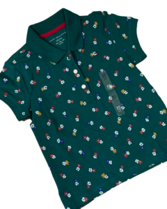 Camiseta Polo Verde Escura Floral TOMMY HILFIGER - Toddler Girl (2 a 7 Anos)