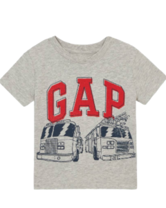 Camiseta Cinza Firetrucks GAP - Toddler Boy (2 a 7 Anos) na internet