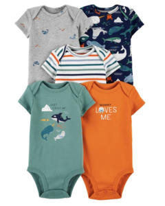 Kit Body 5 Peças Animais Marinhos CARTER'S - Bebê Menino - Baby Bens Importados | Roupas Infantis de Qualidade