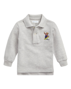 Camiseta Polo Manga Longa Cinza Polo Bear RALPH LAUREN - Bebê Menino