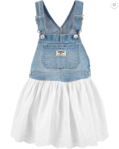 Vestido Jardineira Jeans e Malha OSHKOSH - Menina na internet