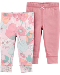 Kit Calça Legging 2 Peças Rosa Floral CARTER'S - Baby Girl (0 a 24 Meses)