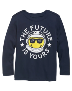 Camiseta Manga Longa Azul Marinho "The Future is Yours" OLD NAVY - Toddler Boy (2 a 7 Anos)