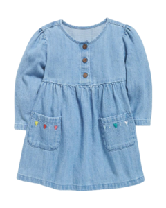 Vestido Jeans Manga Longa OLD NAVY - Baby Girl (0 a 24 Meses)