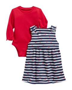 Conjunto 2 Peças Vestido e Bodysuit OLD NAVY - Baby Girl (0 a 24 Meses)